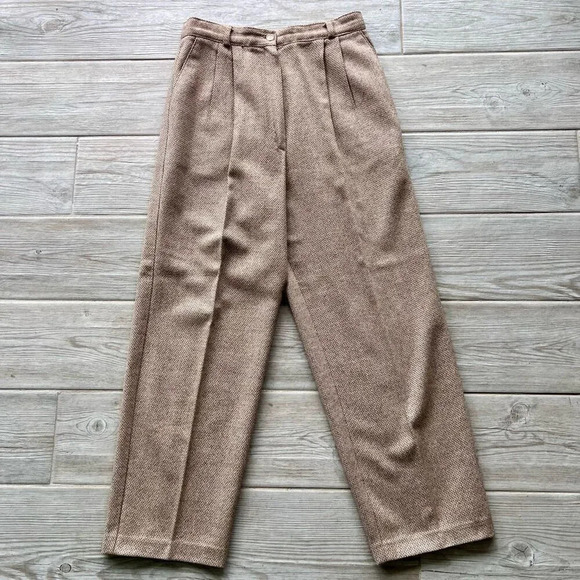 Jack Mulqueen Womens Brown Wool Tweed High‎ Waist Tapered Dress Pants Size 10 - Picture 1 of 8